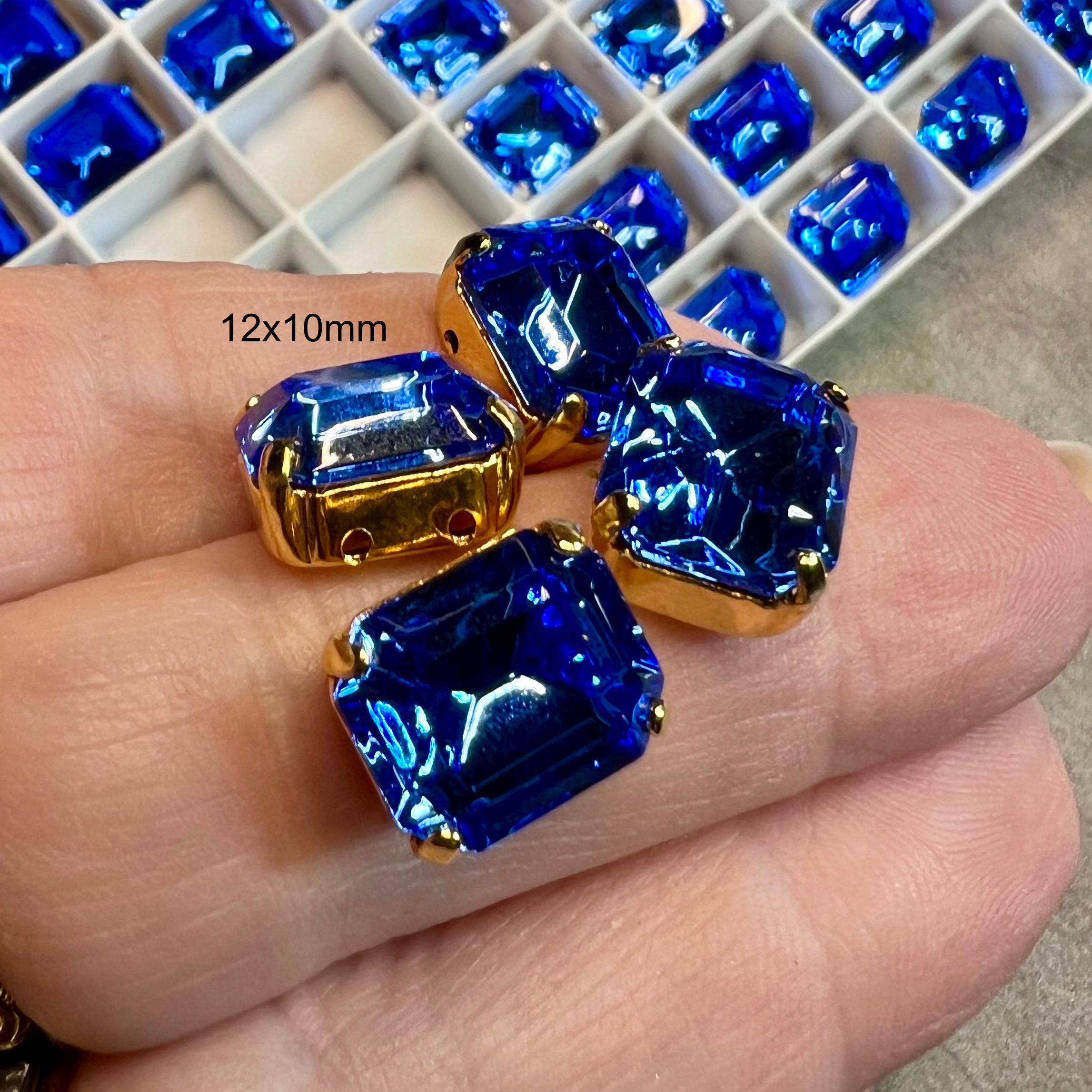 Sapphire Blue Swarovski Crystal Rhinestone, 10x8mm & 12x10mm