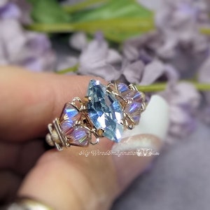 Swarovski Alexandrite Navette Marquise Handmade Ring, Color Change Crystal Ring, June Birthstone image 8