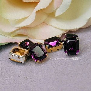 1 Pc Amethyst Vintage Swarovski Crystal 12x10 mm Octagon GF 4610 Crystal, Crystal Sew On, February Birthstone, Swarovski Crystal Setting image 3