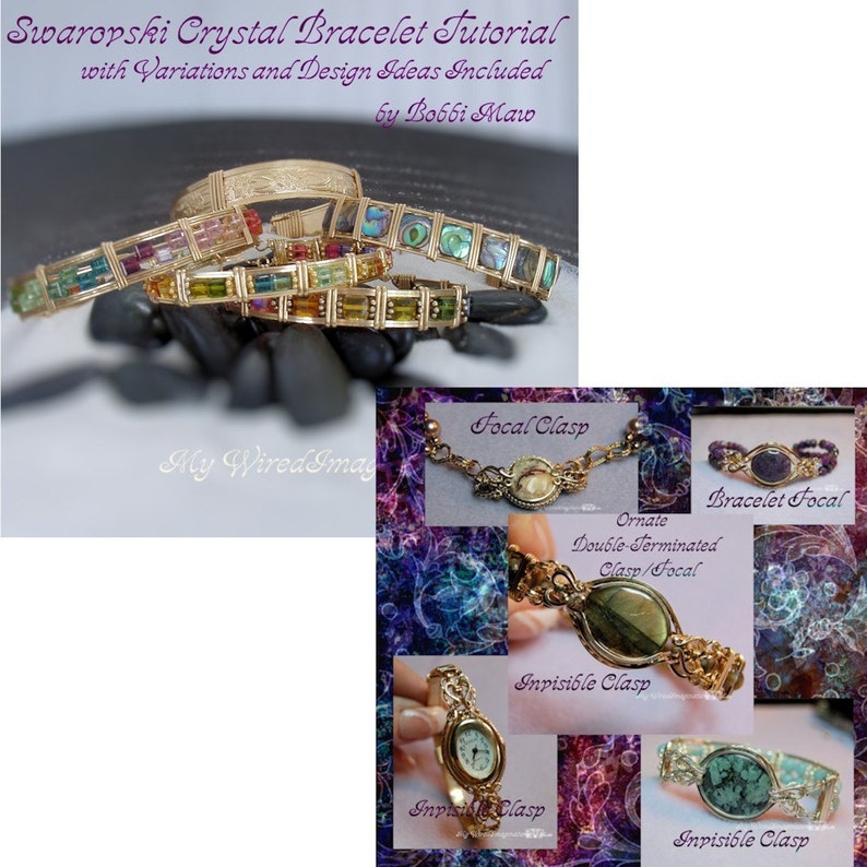 How To Wire Wrap Bracelets 2 Bracelet Tutorials Discount, Swarovski Crystal and Ornate Focal/Clasp, 20% Discount, Instant Download PDF image 1