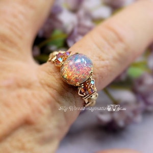Pink Opal Ring Vintage West German 1950's Glass, Handmade Ring, October Birthstone image 5