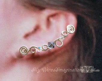 How to Make Ear Climbers Ear Pins Ear Sweeps, Tutorial, Beginner Wire Jewelry Tutorial, Earrings for Pierced Ears, Step by Step