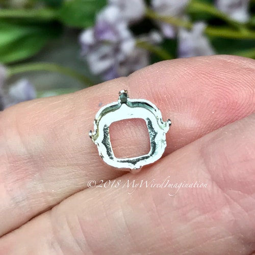 10 mm massives Sterling Silber, 4470 Kissen quadratische Kristall-Edelstein-Einstellung, .925 SS NICHT vergoldet