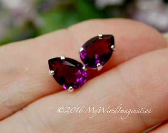Amethyst Swarovski Transparent Crystal 10x7mm, 2 Pieces, 4320 Pear Shape, SP or GP Setting