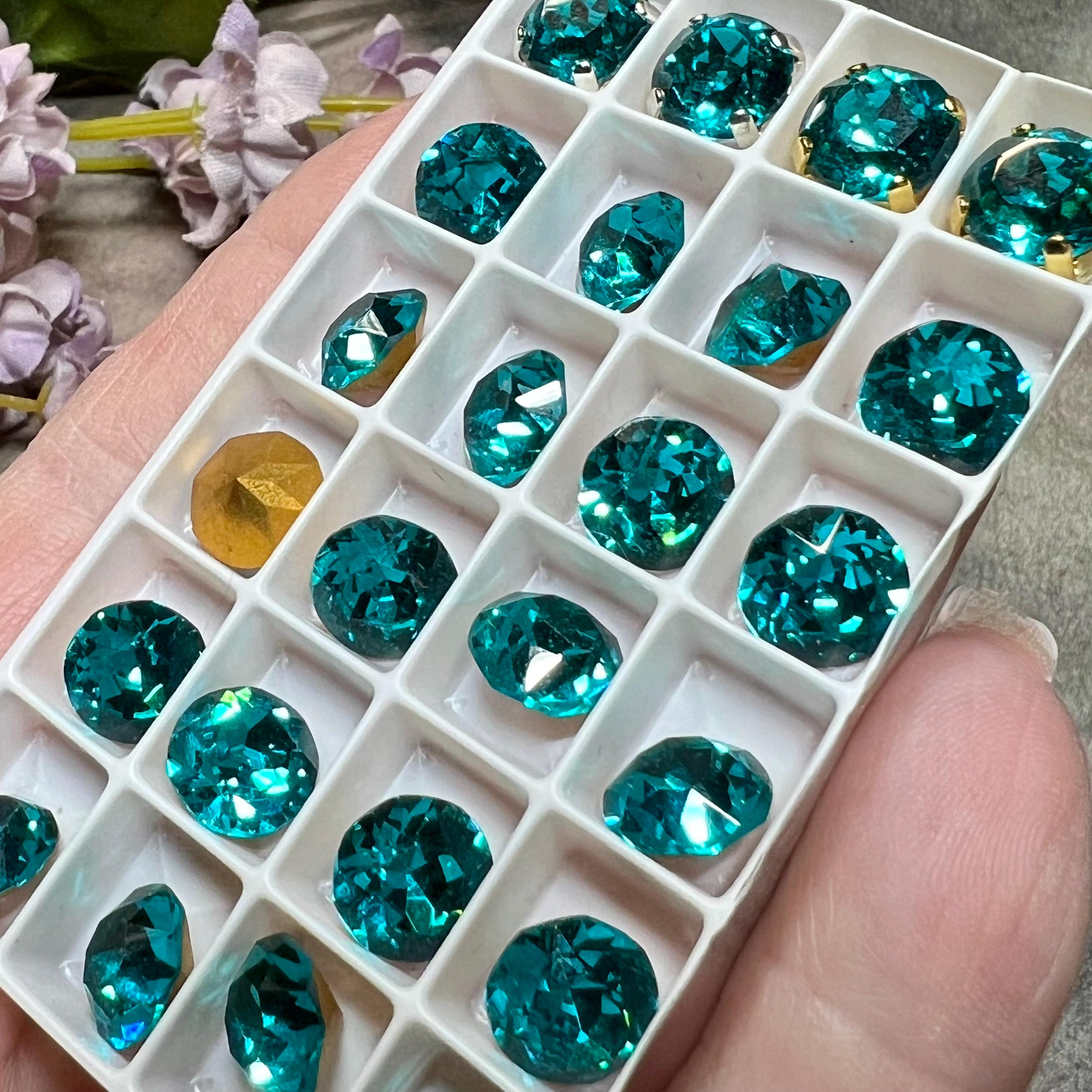 ブルージルコン、ヴィンテージスワロフスキー、2ピース 40ss アート