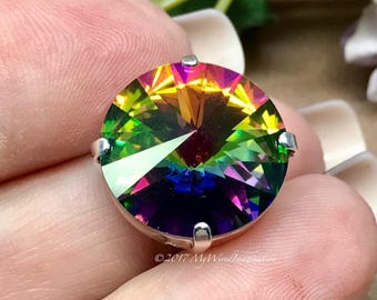 18mm Vitrail Medium Swarovski Crystal Rhinestone, 1122 Rivoli With Silver or Gold Plated Setting
