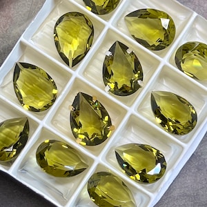 Khaki Green Swarovski Crystal 1 Pc 18x13 art 4320 Pear Shape Crystal with Setting