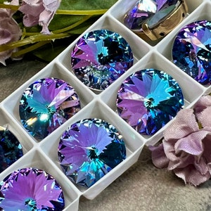 Vitrail Light, cristaux Swarovski Rivoli 18 mm 1122, serti griffes, cristal à coudre, perles artisanales pour bijoux, broderie de perles