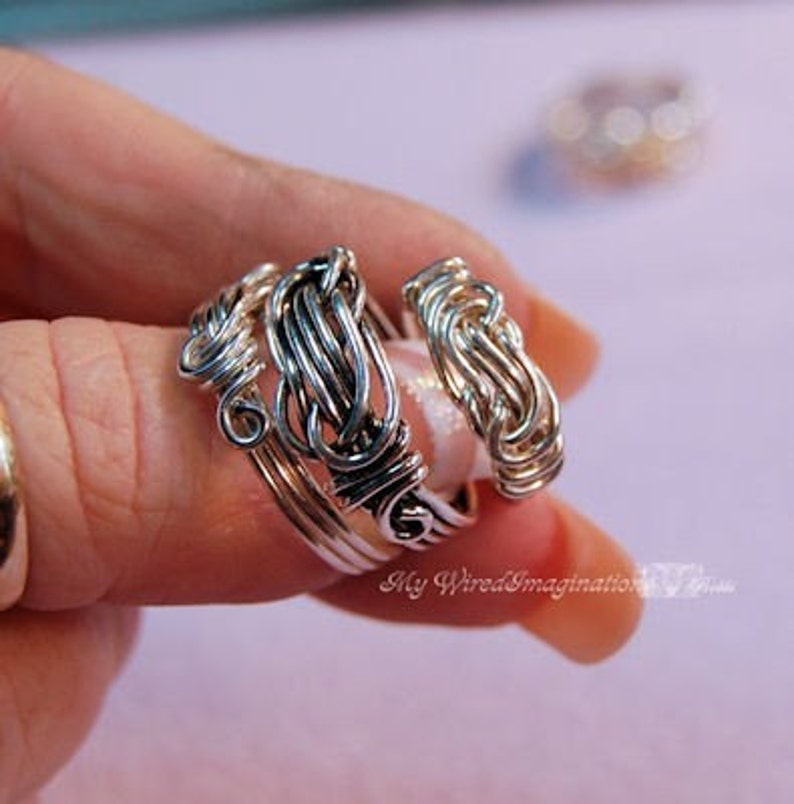 Knot Ring Wire Wrapping Tutorial All Wire Ring Ladies or Mens Knot Ring, Unisex Ring Design, Wedding Rings, Wire Wrap Wedding Bands image 2