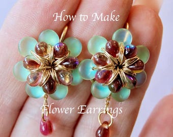 Flower Earring Tutorial: Wire Wrap Jewelry Instructions Step-by-Step (PDF Pattern Download)