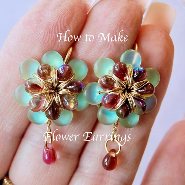 Flower Earring Tutorial: Wire Wrap Jewelry Instructions Step-by-Step (PDF Pattern Download)