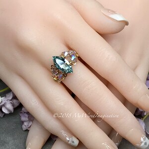 Swarovski Alexandrite Navette Marquise Handmade Ring, Color Change Crystal Ring, June Birthstone image 2