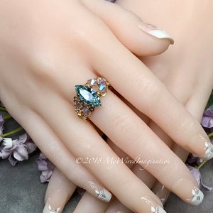 Swarovski Alexandrite Navette Marquise Handmade Ring, Color Change Crystal Ring, June Birthstone image 3