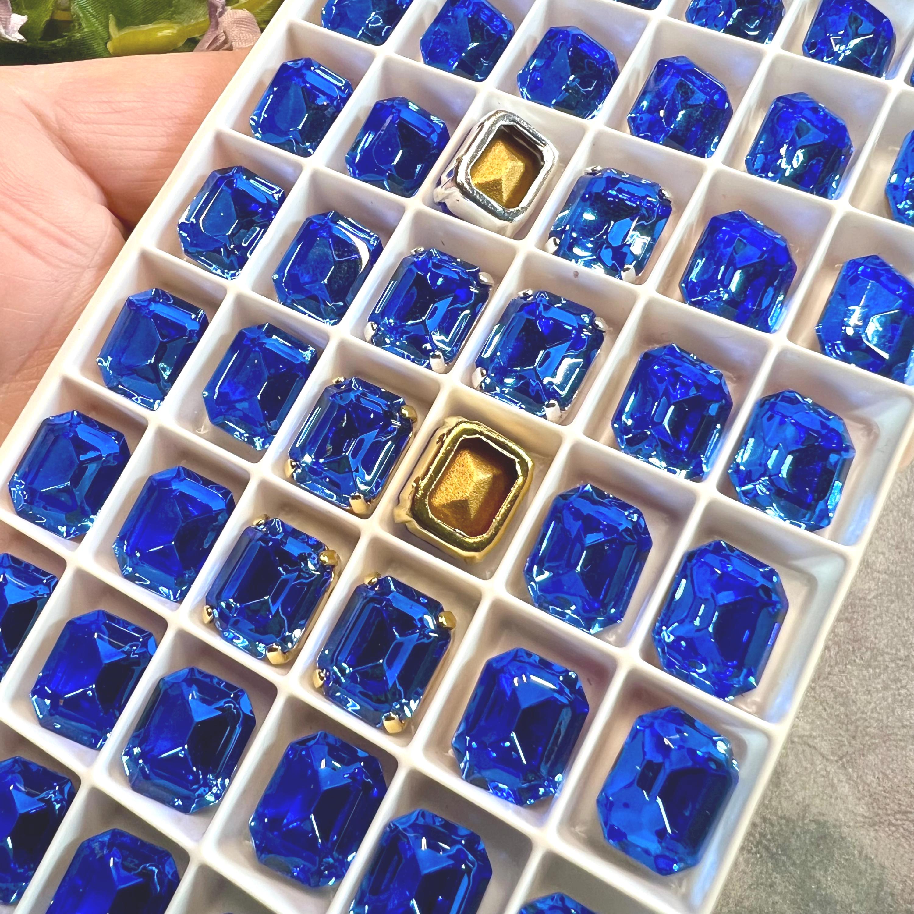 Sapphire Blue Swarovski Crystal Rhinestone, 10x8mm & 12x10mm