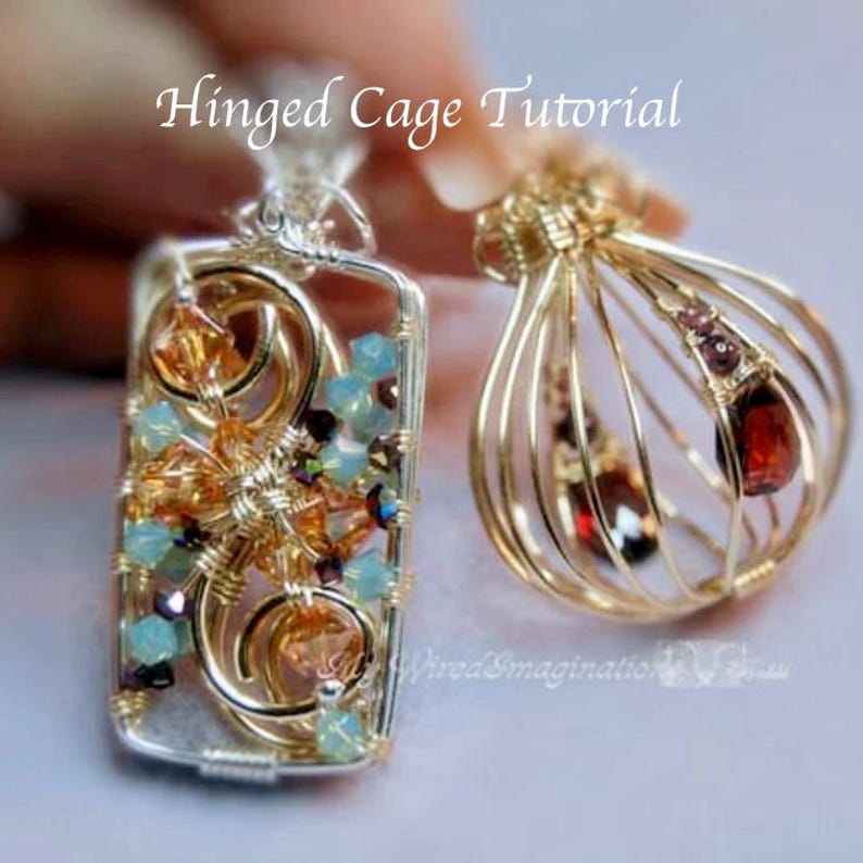 ワイヤーラップペンダントの作り方：ヒンジ付きケージとロケットジュエリー、ステップバイステップのジュエリーPDF、はんだ付け不要 画像 1