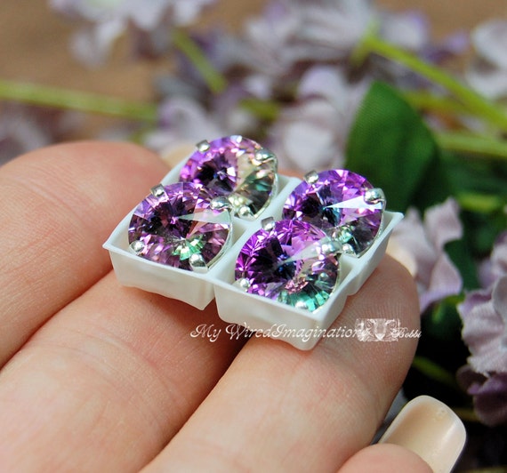 10mm Vitrail Light Rivoli Swarovski Crystal 1122 With Prong