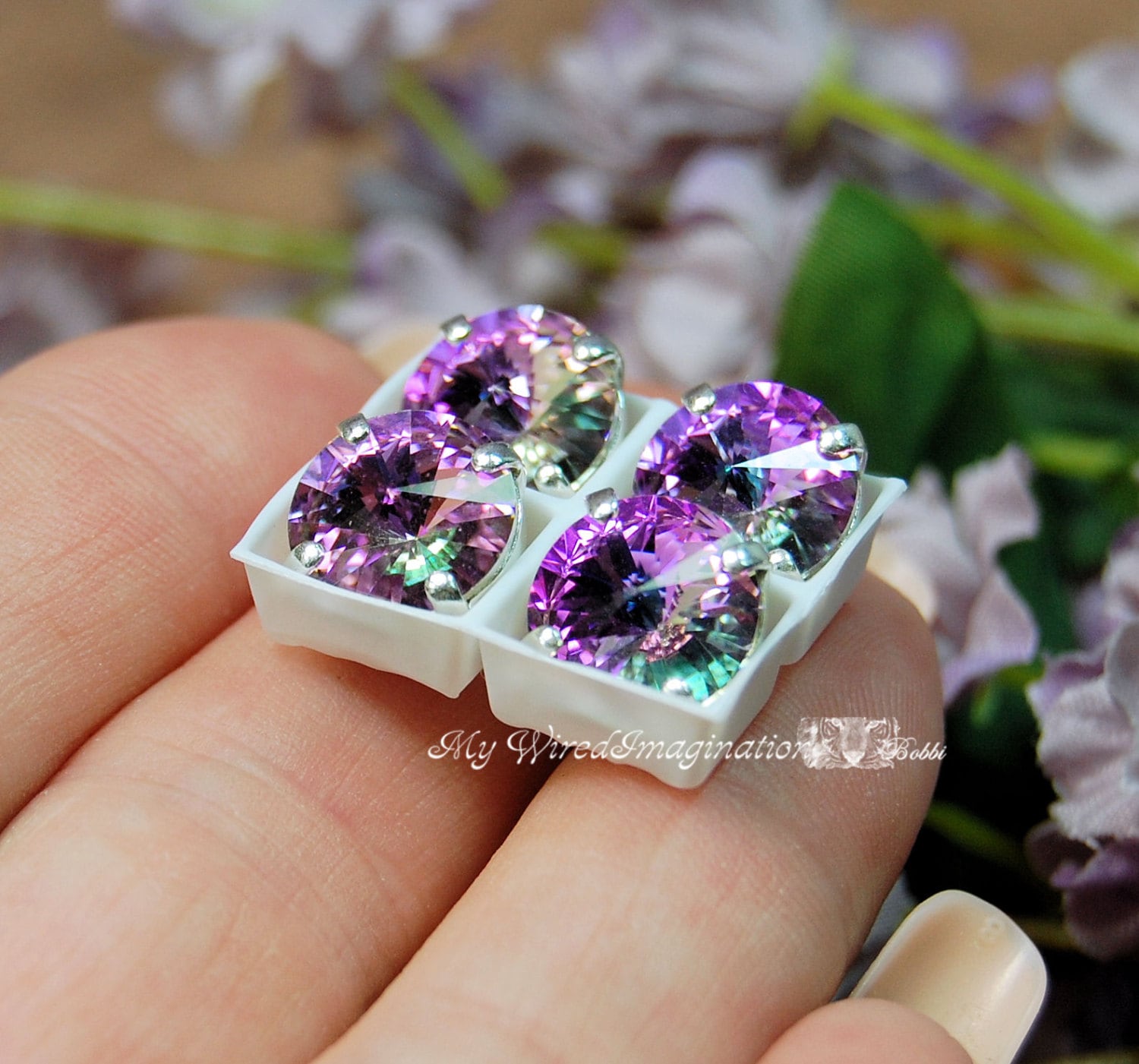 10mm Vitrail Light Rivoli Swarovski Crystal 1122 With Prong