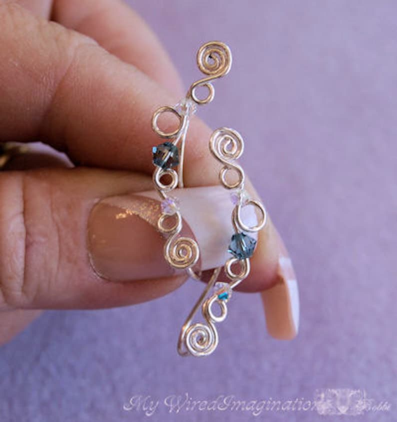 How to Make Ear Climbers Ear Pins Ear Sweeps, Tutorial, Beginner Wire Jewelry Tutorial, Earrings for Pierced Ears, Step by Step image 4