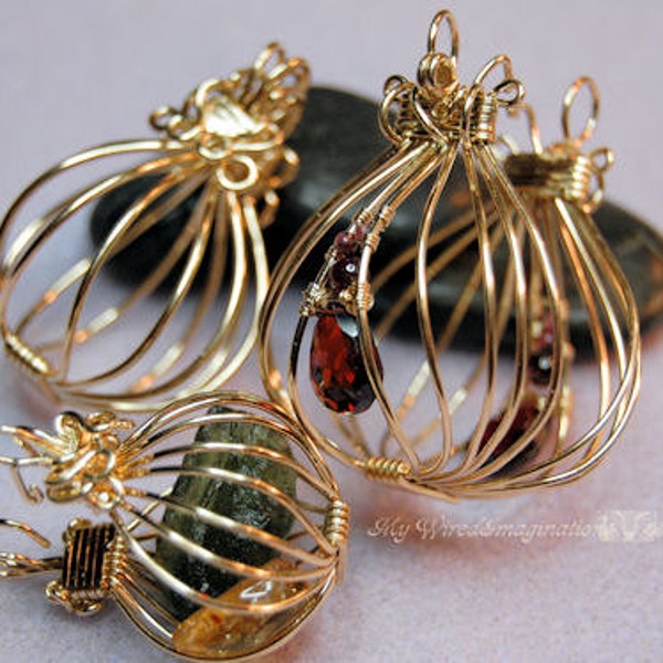 Tutorial For Wire Wrap Pendants 2 Hinged Cages and a Locket, Instant Download PDF File Instructions, Step by Step Learning