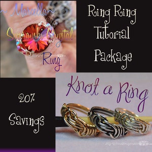 Wire Jewelry Tutorials Intermediate Ring Tutorial Package 20% Discount, Instant Downloadable PDF File, Wire Wrapping Tutorial, Wire Pattern