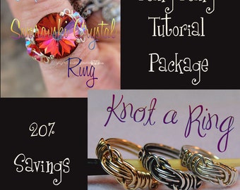 Wire Jewelry Tutorials Intermediate Ring Tutorial Package 20% Discount, Instant Downloadable PDF File, Wire Wrapping Tutorial, Wire Pattern