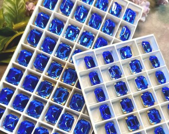 Sapphire Blue Swarovski Crystal Rhinestone, 10x8mm & 12x10mm