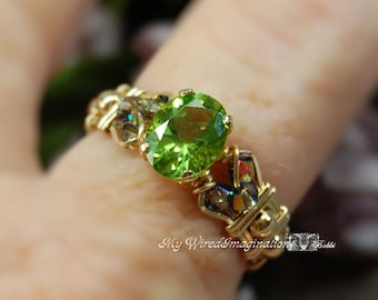 Genuine Peridot Handmade Ring, Signature Design, August Birthstone Ring