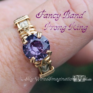 Wire Wrap a Prong Ring Tutorial, Fancy Band Prong Ring, Intermediate Prong Ring Pattern, How to Make a Ring Instructions
