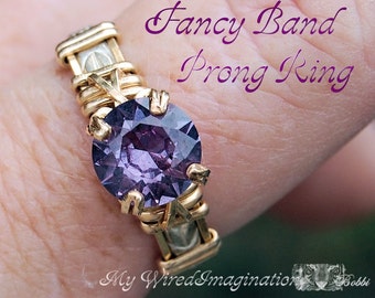 Wire Wrap a Prong Ring Tutorial, Fancy Band Prong Ring, Intermediate Prong Ring Pattern, How to Make a Ring Instructions