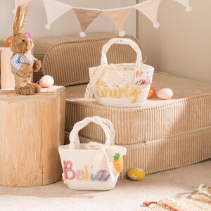 Personalized Woven Cotton Rope Handbag: Custom Children's Tote with Bow