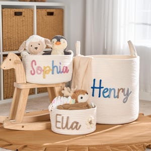 Personalized Rope Cotton Baby Basket: Nursery Toy Storage