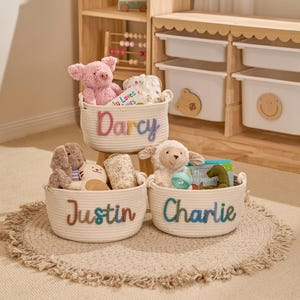 Personalisierter Babykorb | Seil Baumwolle Baby Geschenkkorb | Baby-Geschenk-Korb | Neugeborenen Geschenk | Baby-Dusche-Geschenk | Spielzeug Organizer | Kinderzimmer Geschenk