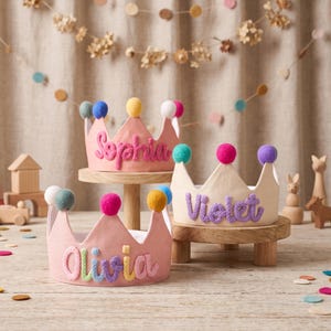 Corona de cumpleaños personalizada / Regalo de primer cumpleaños / Gorro de fiesta infantil hecho a mano