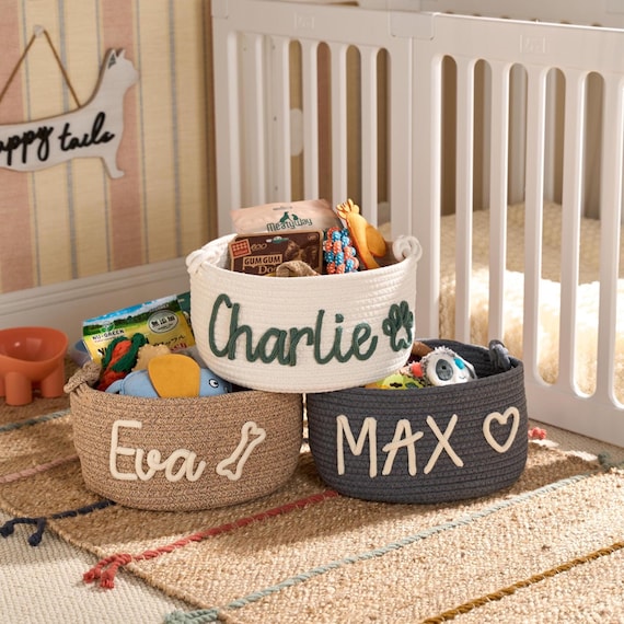 Personalized Basket | Pet Toy Box | Dog Toy Basket | Custom Pet Toy Basket | New Puppy Gift | New Cat Toy Dog Gift | Storage Basket