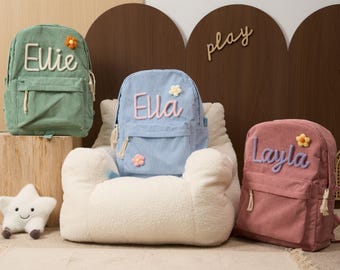 Custom Corduroy Toddler Backpack | Personalized Name Bookbag