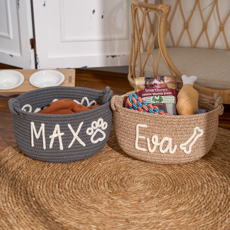 Personalized Basket | Pet Toy Box | Dog Toy Basket | Custom Pet Toy Basket | New Puppy Gift | New Cat Toy Dog Gift | Storage Basket