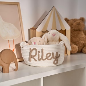 Personalisierter Babykorb | Seil Baumwolle Baby Geschenkkorb | Baby-Geschenk-Korb | Neugeborenen Geschenk | Baby-Dusche-Geschenk | Spielzeug Organizer | Weihnachtsgeschenk