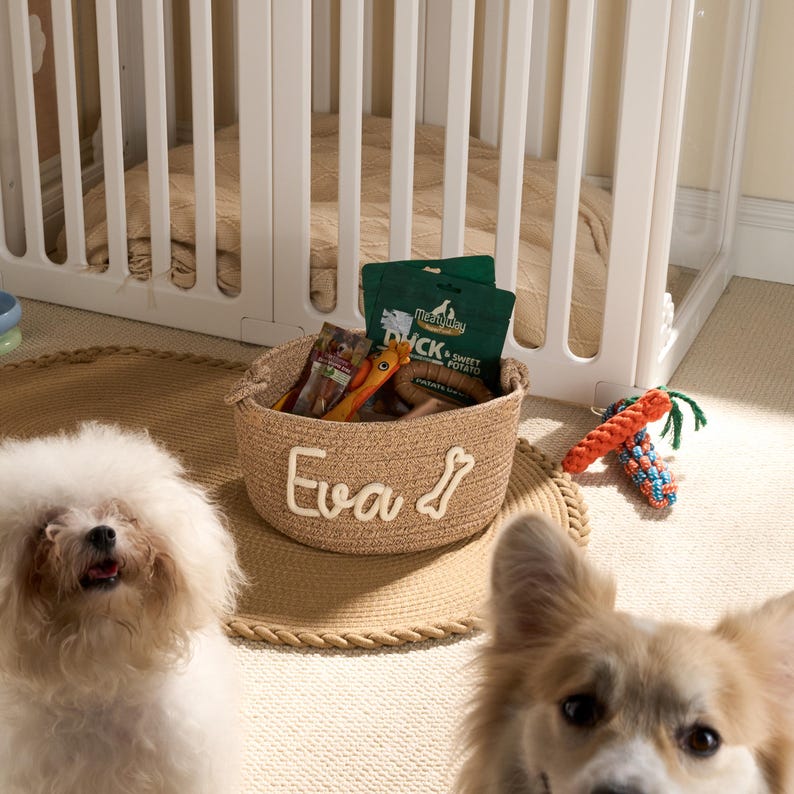 Personalized Pet Toy Basket | Custom Cotton Rope Storage image 13