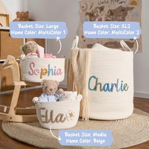Personalized Rope Cotton Baby Basket: Nursery Toy Storage image 2