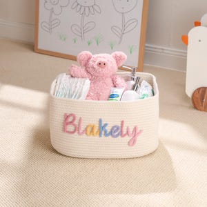 Personalisierter Babykorb | Seil Baumwolle Baby Geschenkkorb | Baby-Geschenk-Korb | Neugeborenen Geschenk | Baby-Dusche-Geschenk | Spielzeug Organizer | Kinderzimmer Geschenk