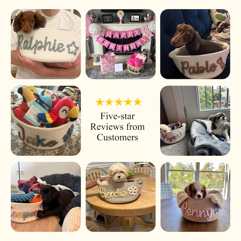 Personalized Pet Toy Basket | Custom Cotton Rope Storage image 11