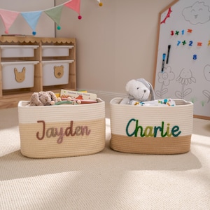 Personalisierter Babykorb | Seil Baumwolle Baby Geschenkkorb | Baby-Geschenk-Korb | Neugeborenen Geschenk | Baby-Dusche-Geschenk | Spielzeug Organizer | Kinderzimmer Geschenk