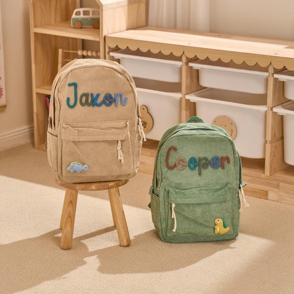 Personalized Corduroy Toddler Backpack: Custom Name School Bag