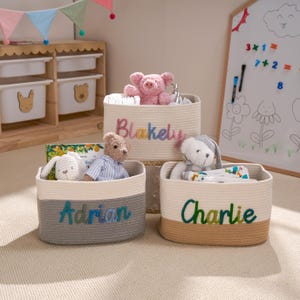 Panier bébé personnalisé | Panier cadeau pour bébé en coton corde | Panier cadeau pour bébé| Cadeau nouveau-né | Cadeau baby shower | Organiseur de jouets | Cadeau pour chambre d'enfant