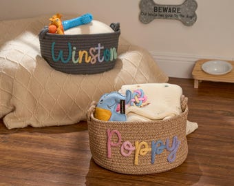 Personalized Basket | Pet Toy Box | Dog Toy Basket | Custom Pet Toy Basket | New Puppy Gift | New Cat Toy Dog Gift | Storage Basket