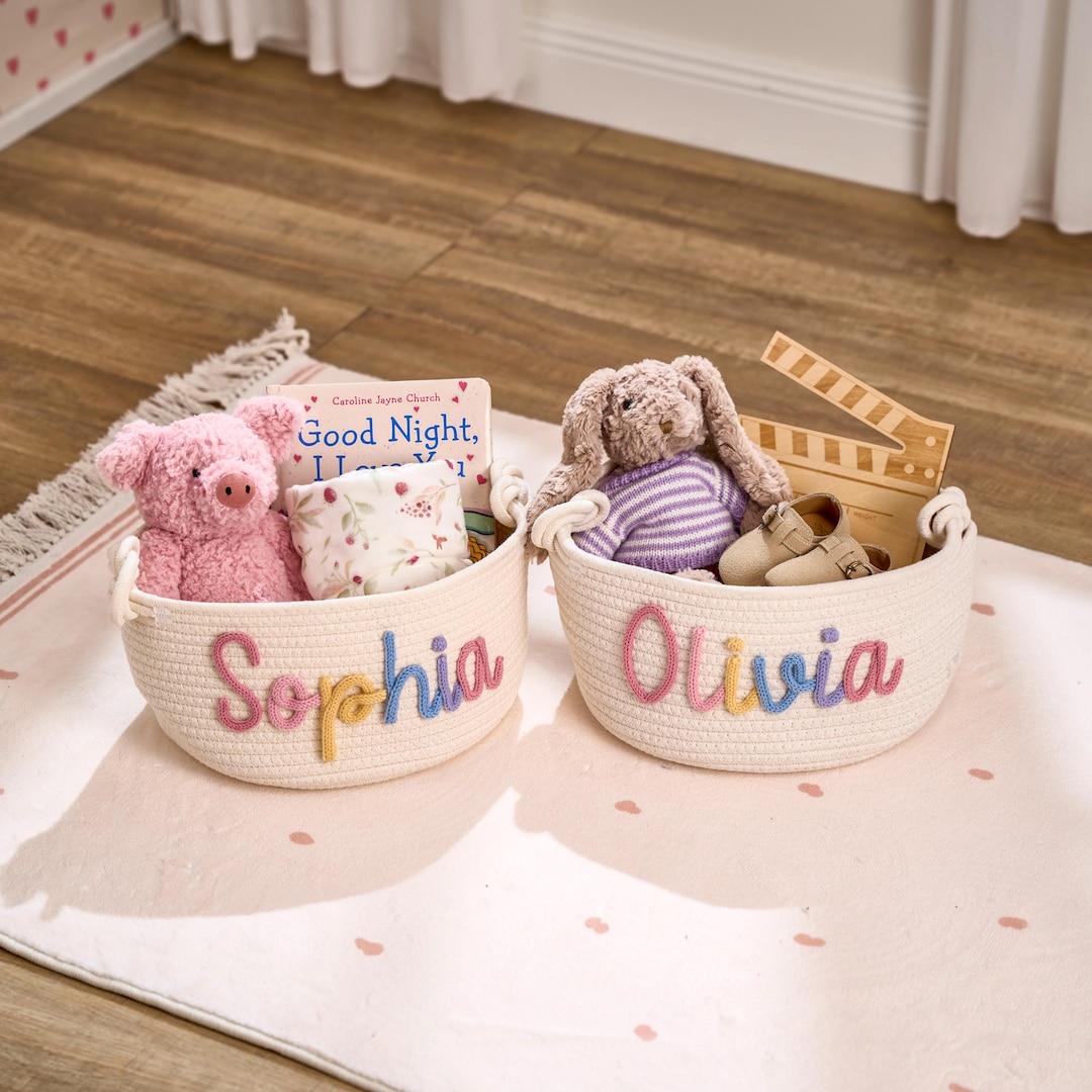 Toy Rope Baby Personalized Cotton Rope Baby Basket: Nursery Toy Storage - Etsy