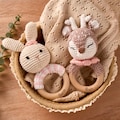 Personalized Crochet Animal Rattle: Engraved Wooden Baby Toy product logo