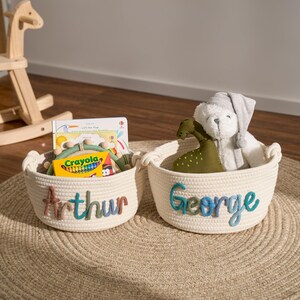 Personalisierter Babykorb | Seil Baumwolle Baby Geschenkkorb | Baby-Geschenk-Korb | Neugeborenen Geschenk | Baby-Dusche-Geschenk | Spielzeug Organizer | Aufbewahrungskorb