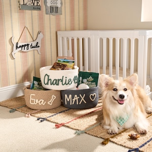 Personalized Pet Toy Basket | Custom Cotton Rope Storage image 17