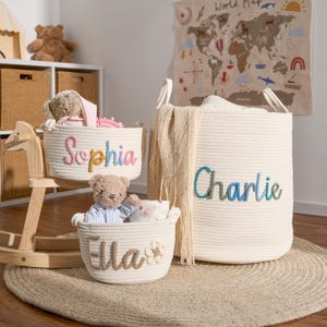 Personalized Baby Basket | Rope Cotton Baby Gift Basket | Baby Gift Basket| Newborn Gift | Baby Shower Gift | Toy Organizer | Nursery Gift